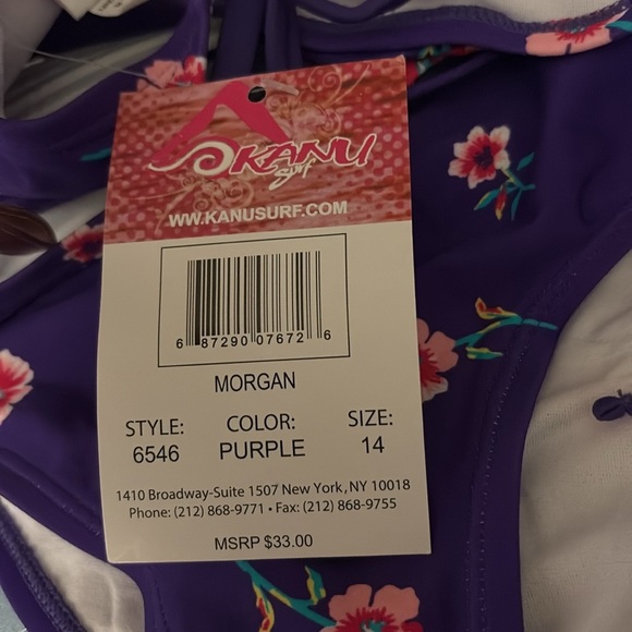 Purple Floral 
Kanu Surf Girls' Morgan Ruffle Halter Bikini 2-Piece Swimsuit - Picture 7 of 7